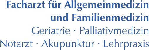 Facharzt für Allgemeinmedizin und Familienmedizin
- Geriatrie, Palliativmedizin, Notarzt, Akupunktur, Lehrpraxis